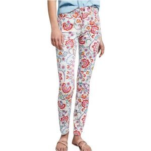 ANTHROPOLOGIE floral jeans Pilcro mid‎ rise skinny ankle 27